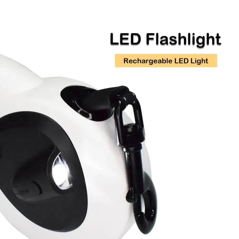 5m Retractable Led Flashlight Reflective no Tangle Dog Leash with Poop Bag Dispenser