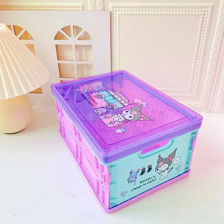 Cinnamoroll Kuromi My Melody Hello Kitty Little Twin Stars Inspired Plastic Foldable Organization Box with Lid Storage Crates