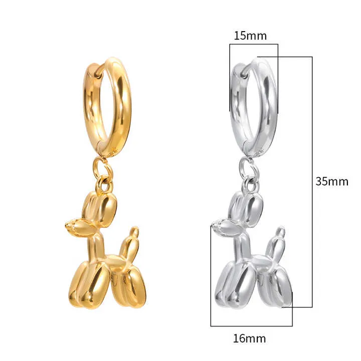 Cute 18K Gold Plated Stainless Steel-أقراط على شكل كلب