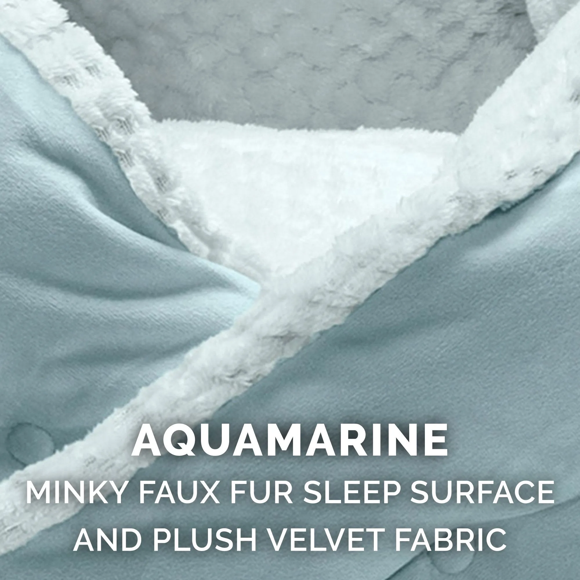 FurHaven Minky Faux Fur & Velvet Calming Hug Bed - Medium 24, Aquamarine