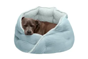 FurHaven Minky Faux Fur & Velvet Calming Hug Bed - Medium 24, Aquamarine