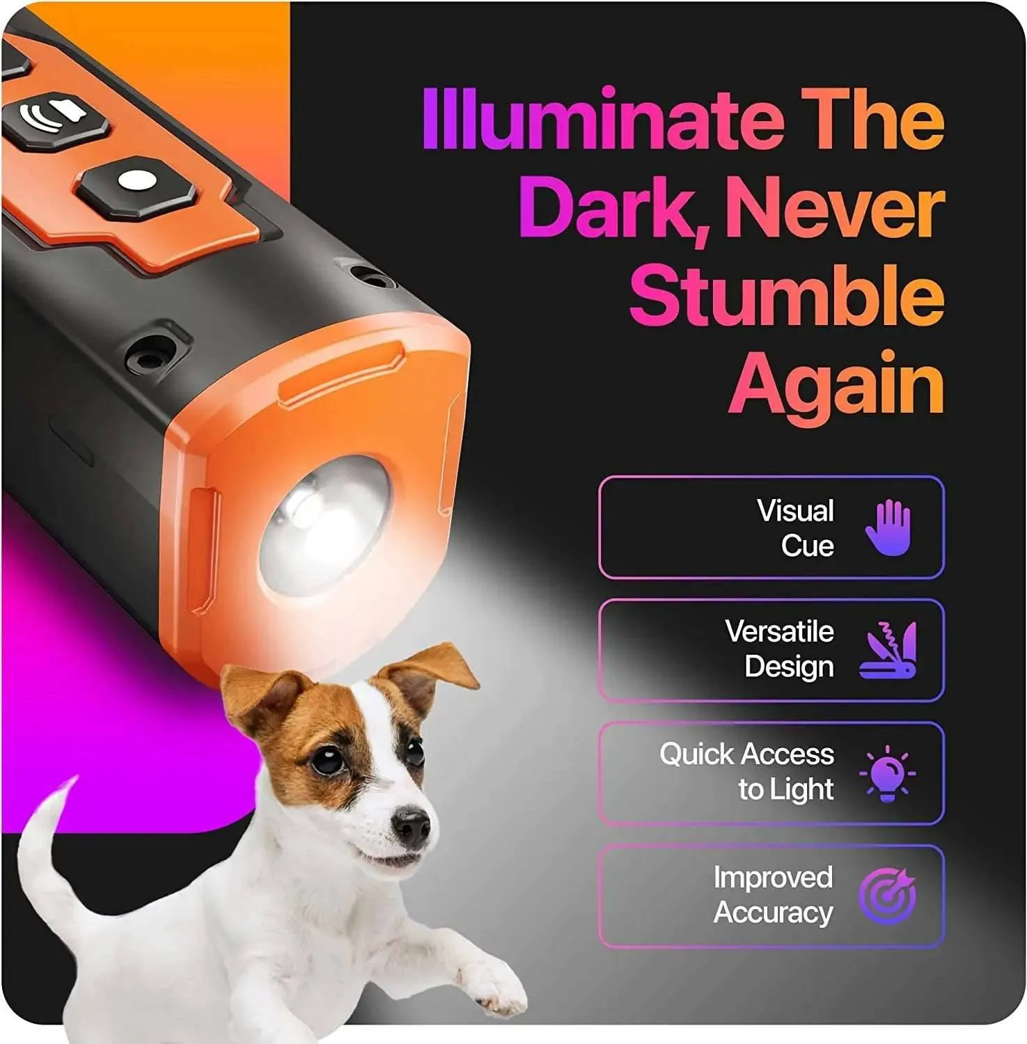 NPS ALPHA PRO Ultrasonic Dog Training & Bark Deterrent Device/ 3X Sonic emitters 50ft Range