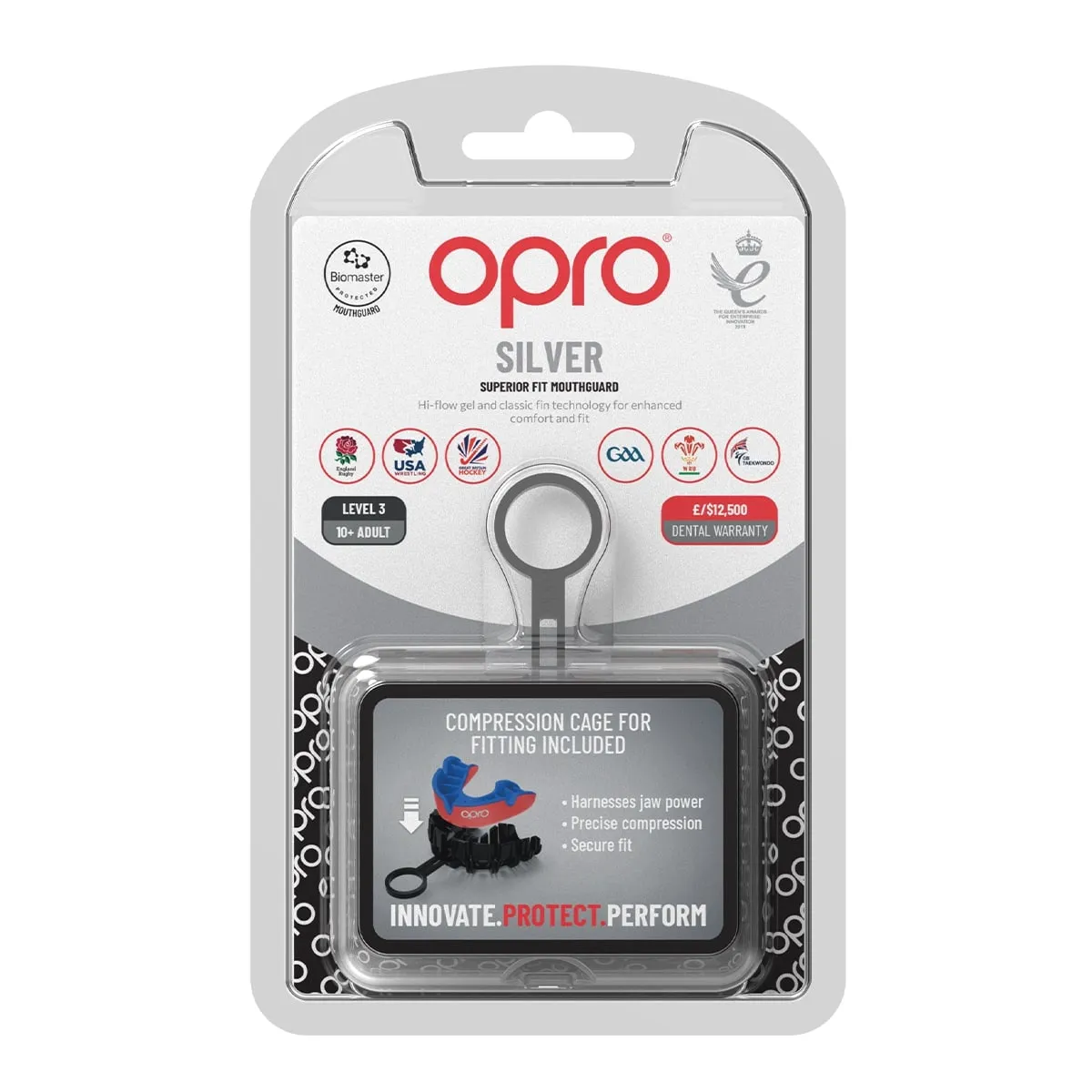 Opro Self - Fit Adult Silver Mouthguard -  Red/Blue