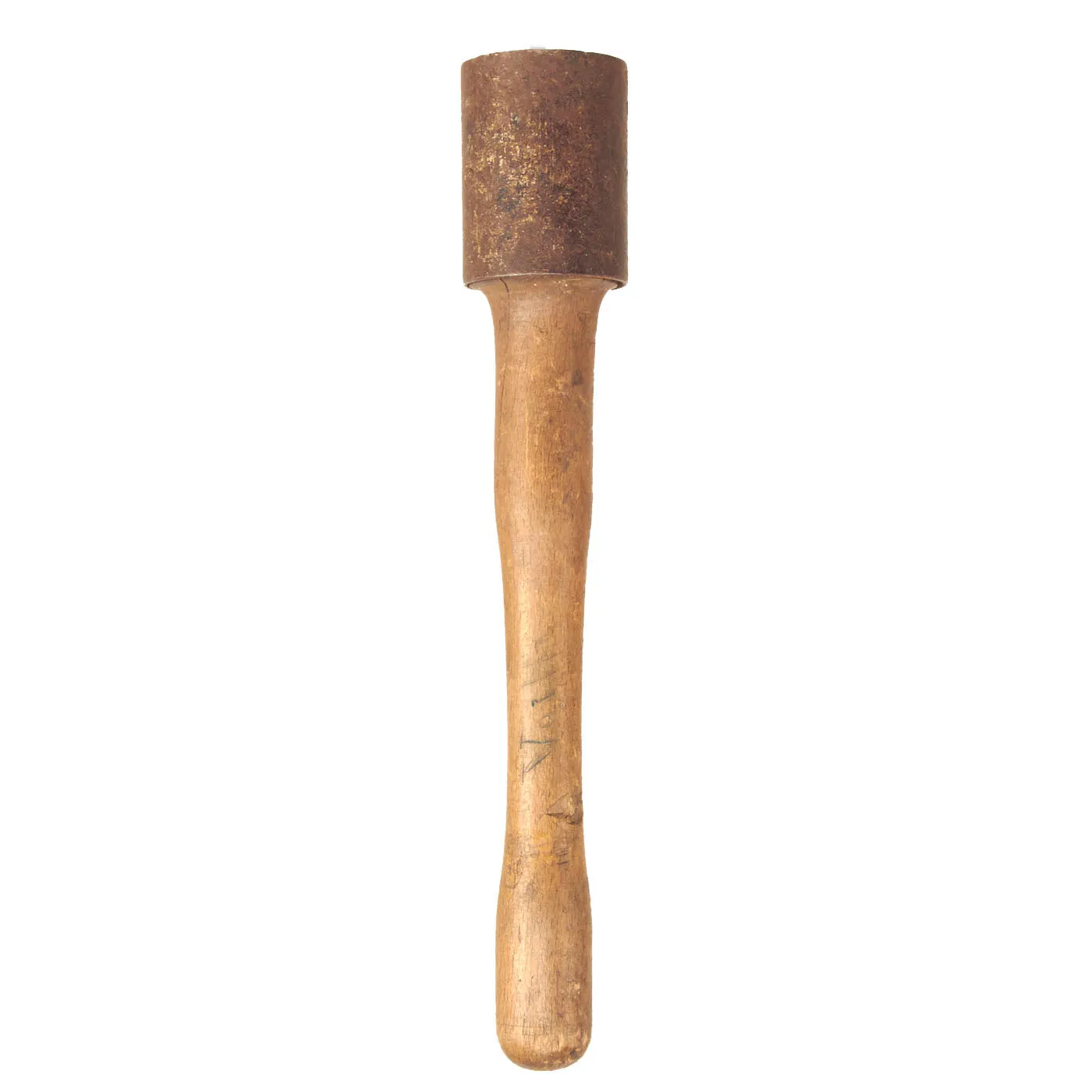 Original German WWII M24 Solid Wood Training Grenade With Metal Sleeve - Stielhandgranate