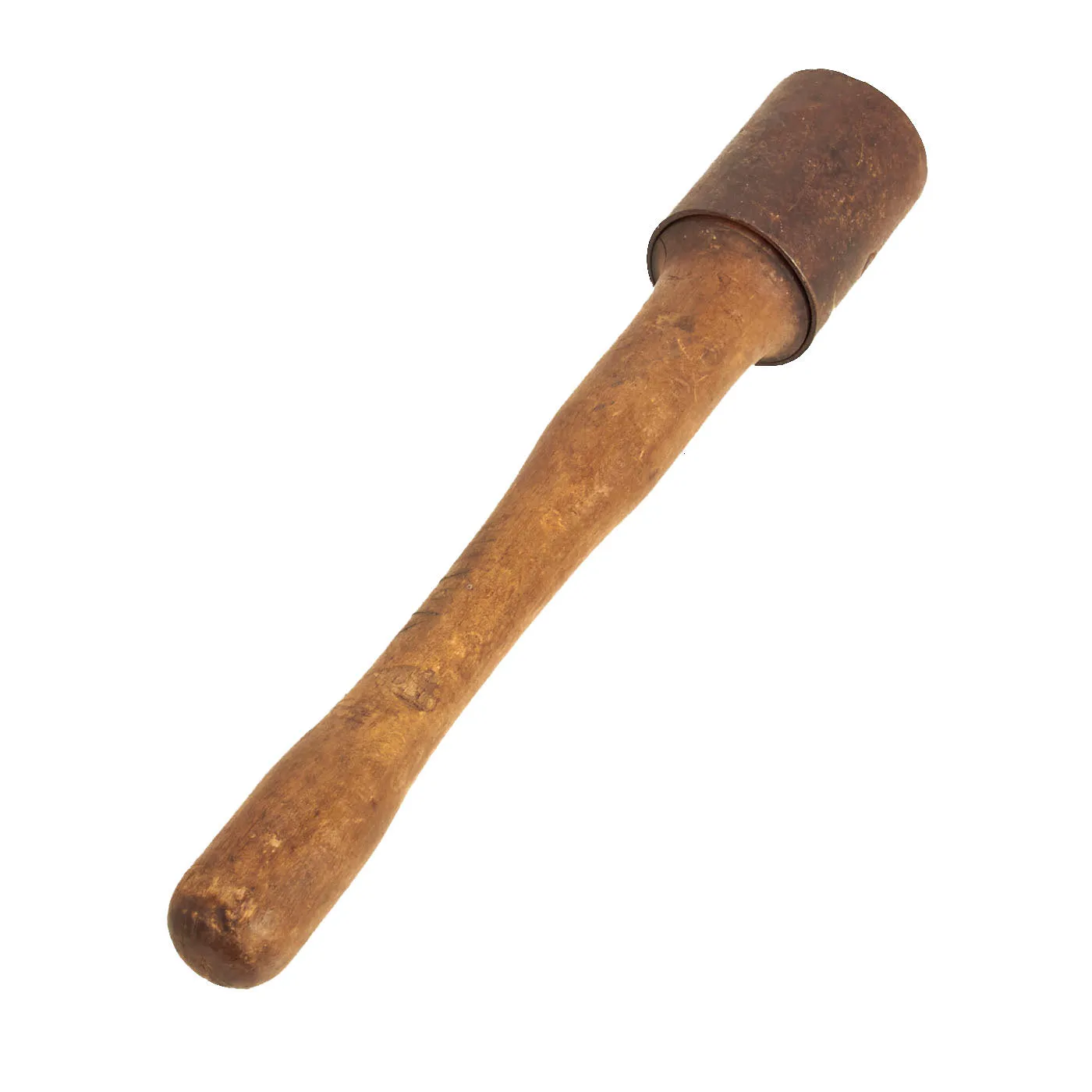 Original German WWII M24 Solid Wood Training Grenade With Metal Sleeve - Stielhandgranate