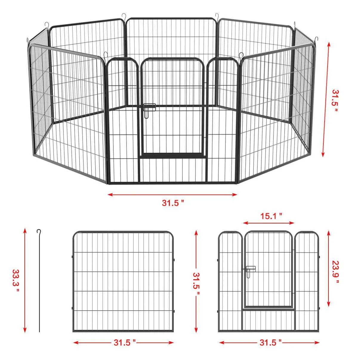 Yaheetech Puppy Playpen 8 Panels 32 Inch